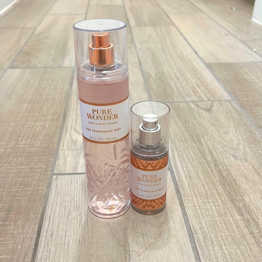 Bath And Body Works New Scent: Pure Wonder. 8 and 2.5 oz bottles.
